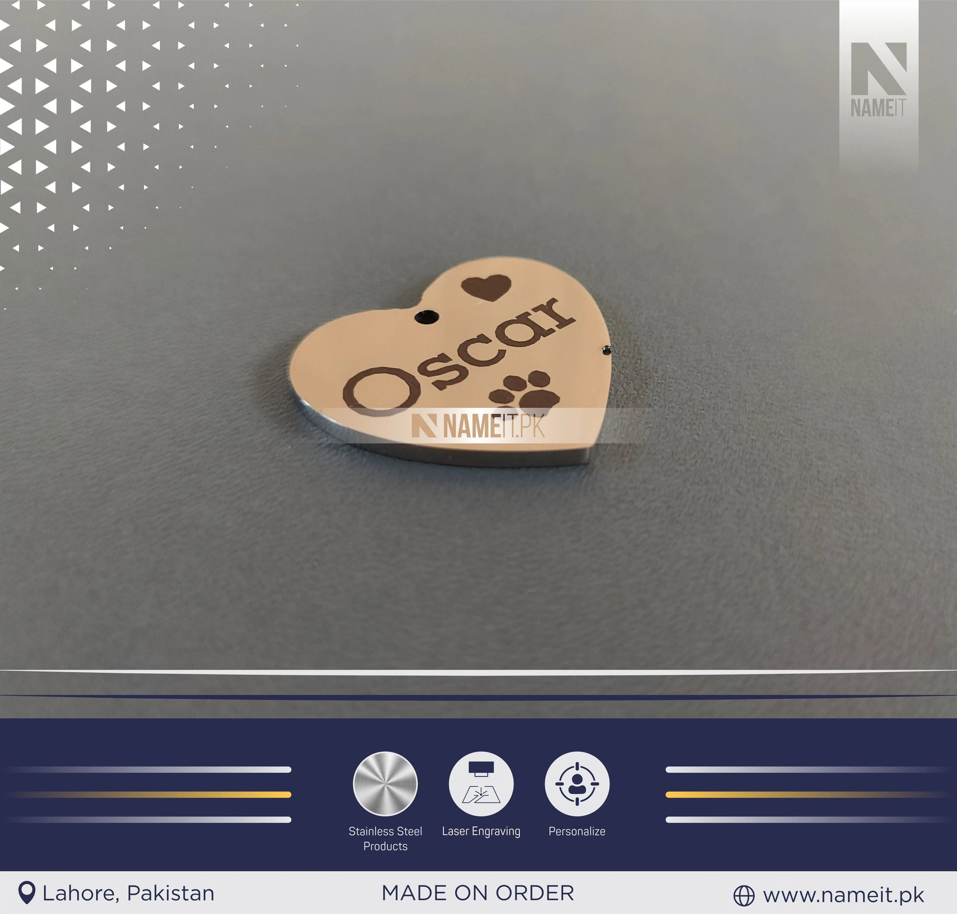 Pets Tag Personalized, Heart Shape Tag, Pet Tags for Collars, Engraved Tag, Name Tag, Customized Pet Tag, Kitty Tag NAMEIT PAKISTAN