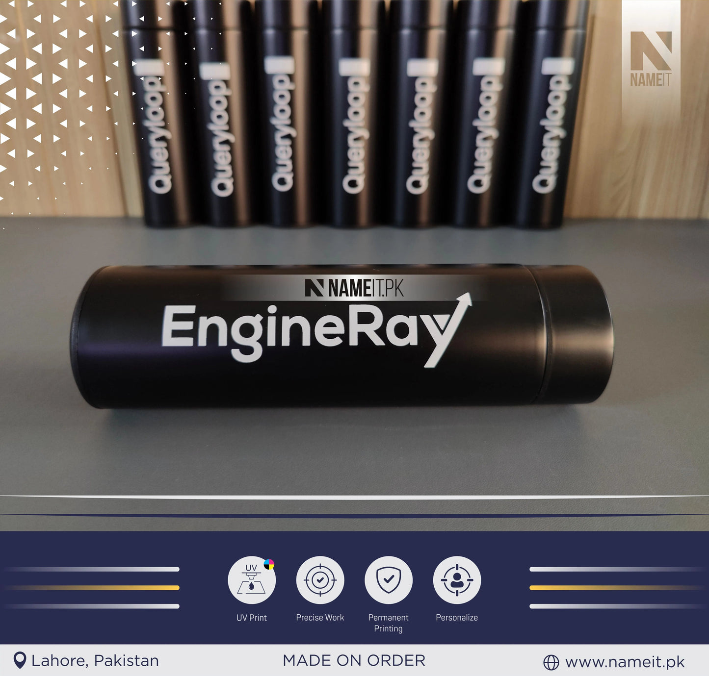 Personalized Digital Temperature Display Thermos with Name and Date, Temperature Water Bottle , Round Printed Water Bottle NAMEIT PAKISTAN