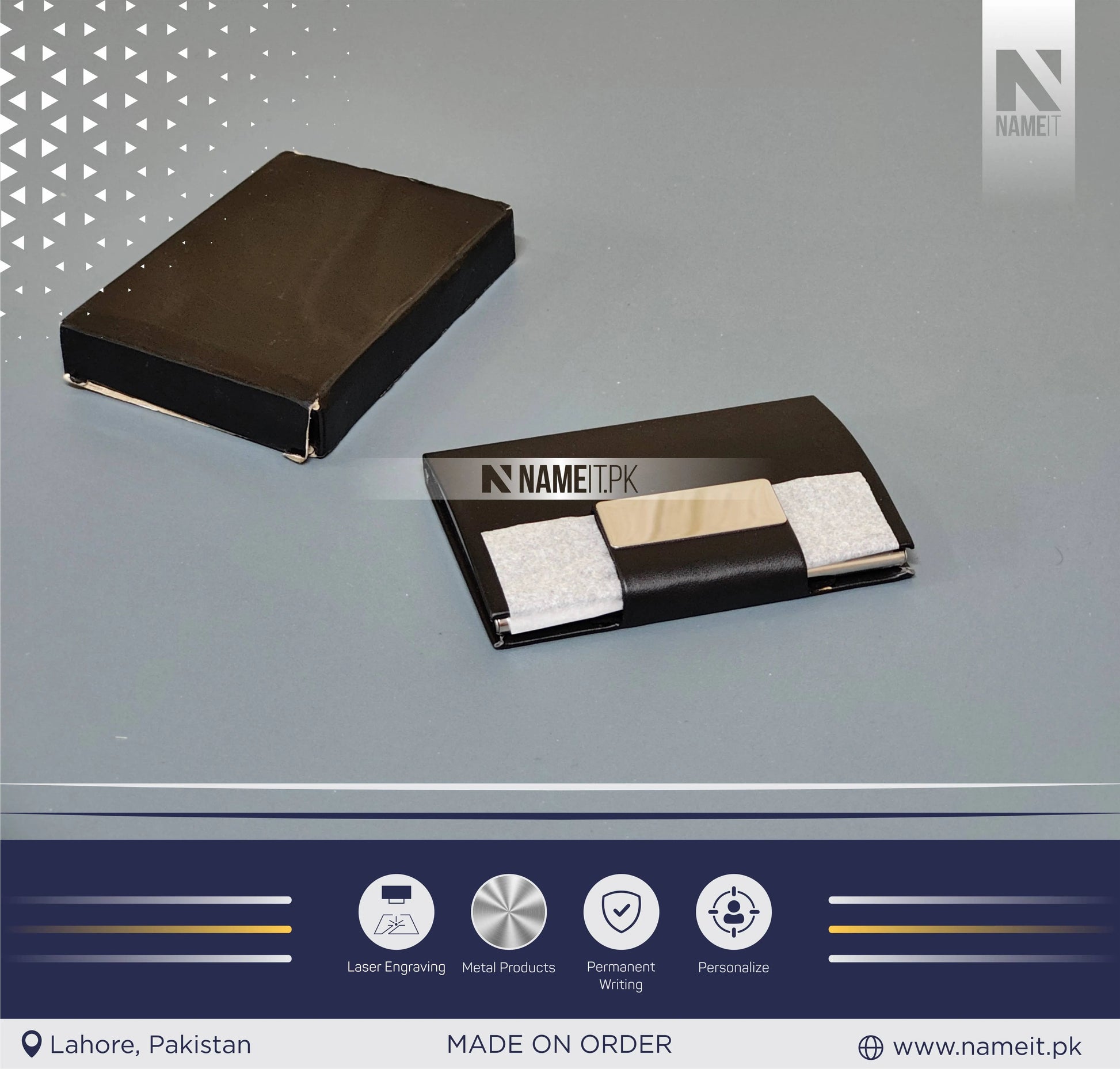 Company Personalized Business Magnetic Card Holder,  Logo/Text Laser Engraved NAMEIT PAKISTAN