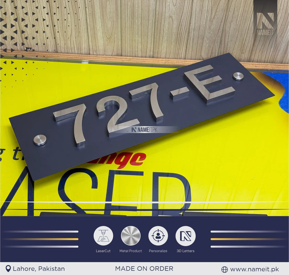 Custom 3D Metal Letter House Number Sign with Solid Metal Base – Personalized Luxury Modern Address Plaque, Weatherproof Outdoor Apartment Signage, and Office Door Number Plate