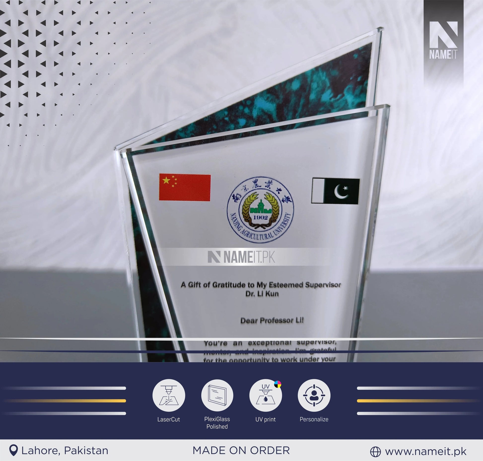 Custom Award Shield, Trophy Shield, PlaxiGlass award Shield, Recognition Shield NAMEIT PAKISTAN