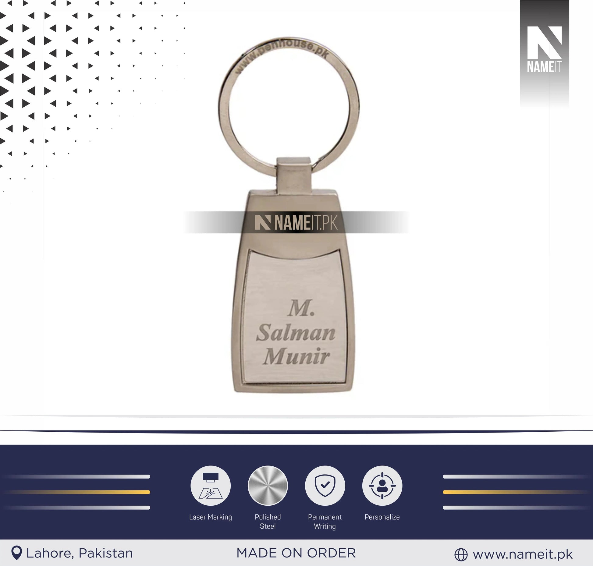Personalized Metal Keychain, Business Logo, Name, Custom Marketing Business Merchandise, NAMEIT PAKISTAN