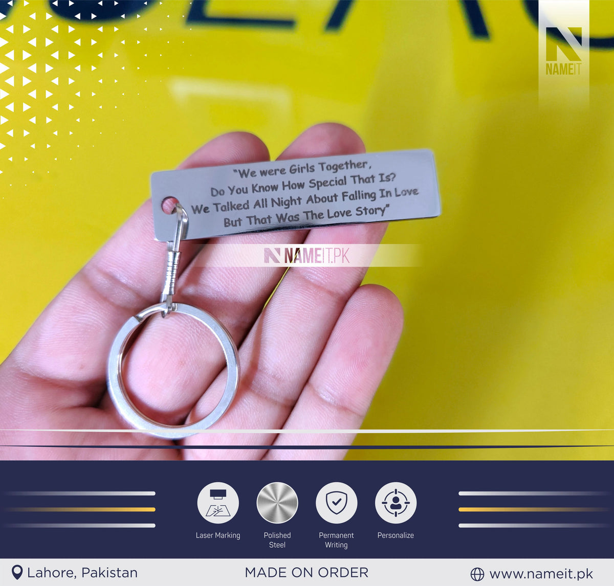Custom Text Key Chain Stainless Steel Keychain, Custom Engraved Key Chain, Personalized Text ...