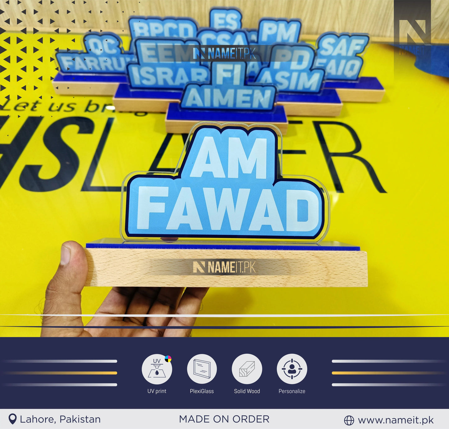 Personalized Acrylic Nameplate for Office Desk, Office Desk Nameplate, Office Gift for Coworkers, New Job Gift, Desk Plaque, Graduation Gift NAMEIT PAKISTAN