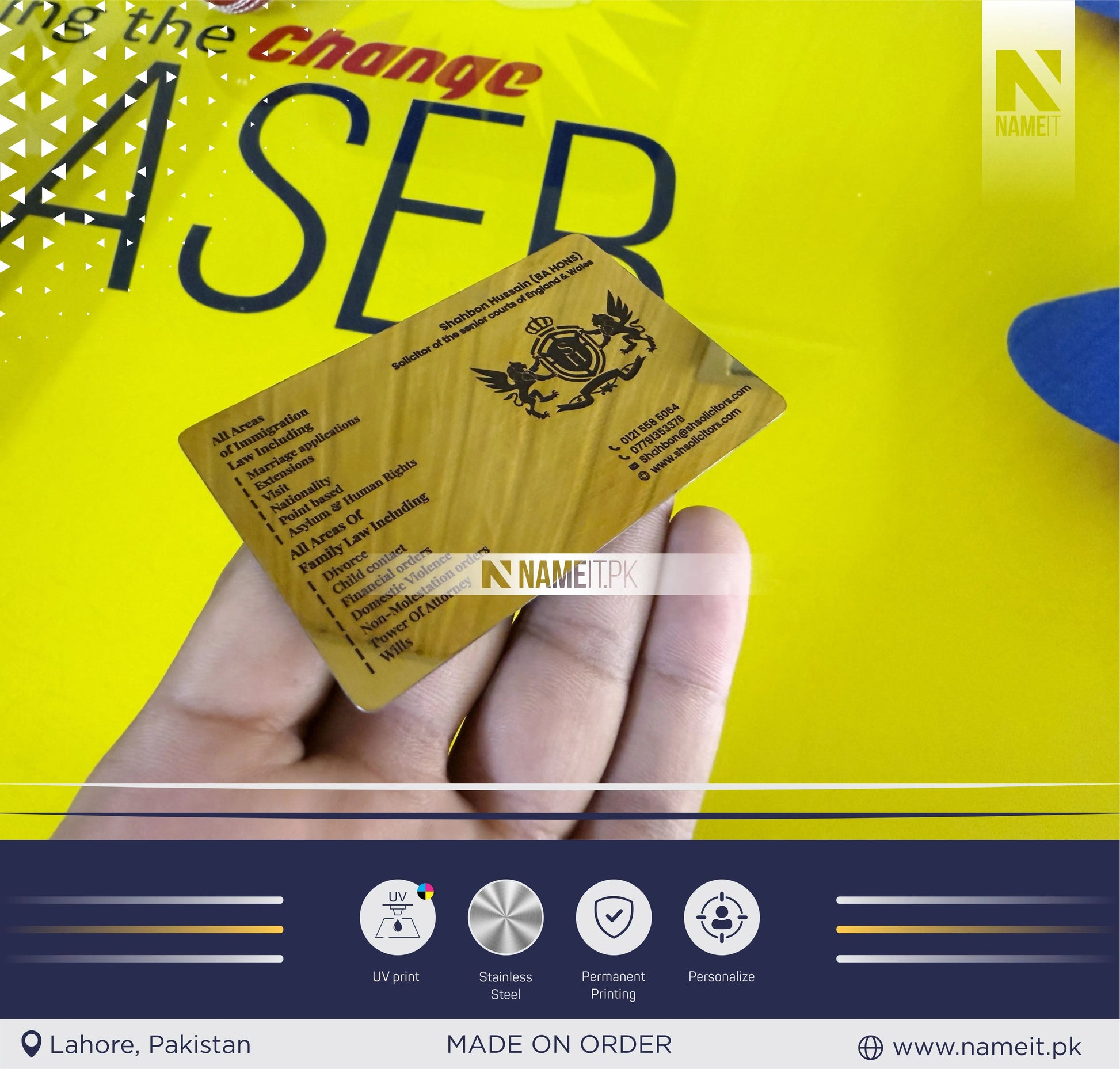 Metal Business Card, Create an impeccable impression for your business, brand with charming Metal Business Card NAMEIT PAKISTAN