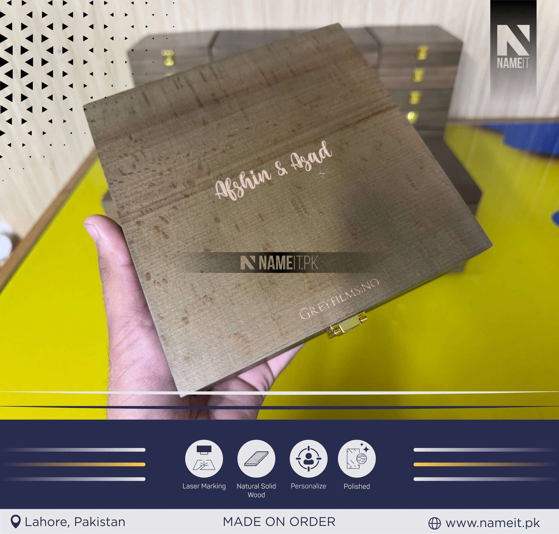 Personalized wooden box with engraved name, Custom keepsake box, Wooden Love Box Valentines Wedding, Engagement, Couple Gift for Him Her Boyfriend Girlfriend gift box NAMEIT PAKISTAN