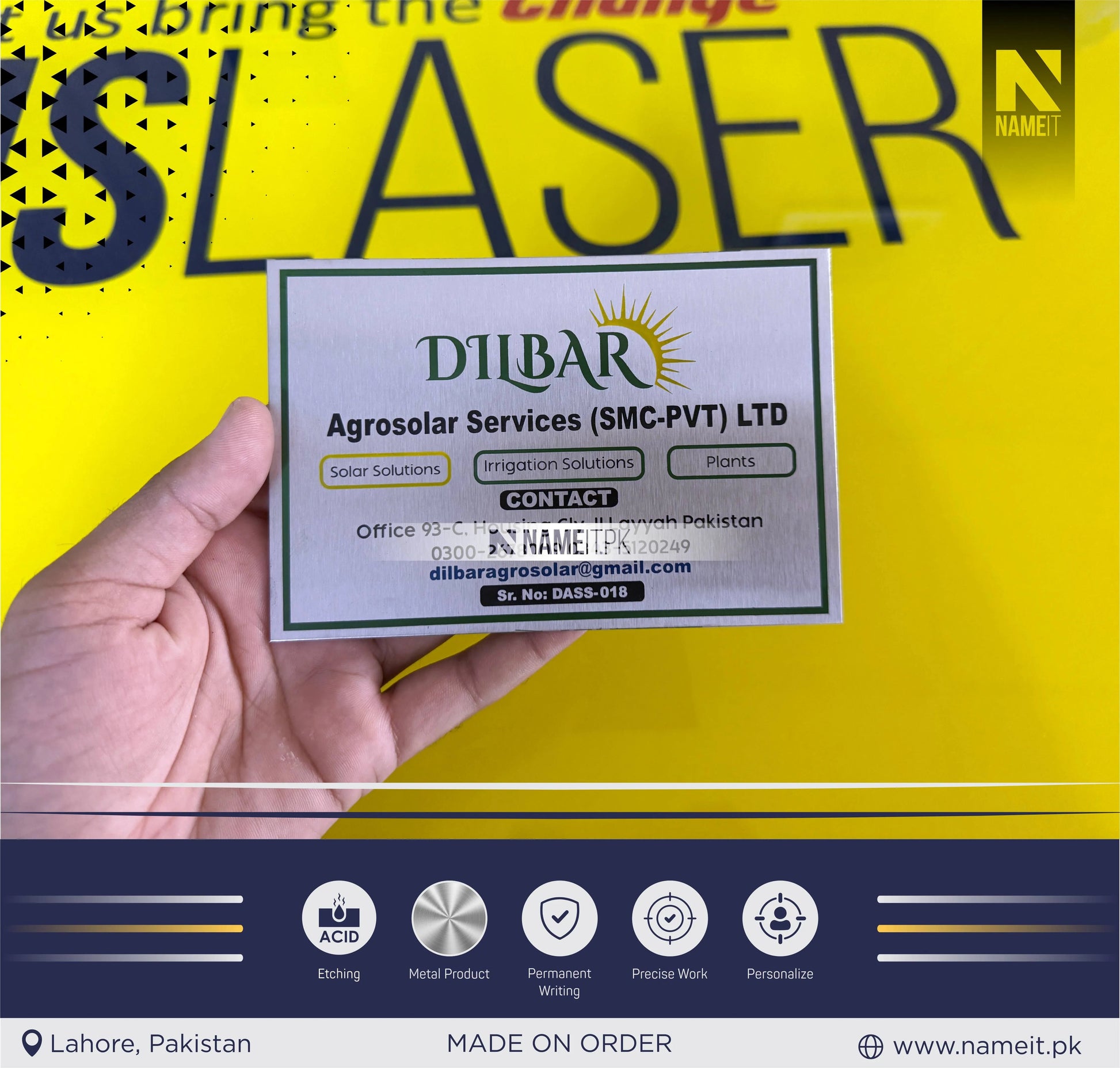 Personalized Etching Mini Business Name Plates, Product Tags, Business Promtional Item NAMEIT PAKISTAN