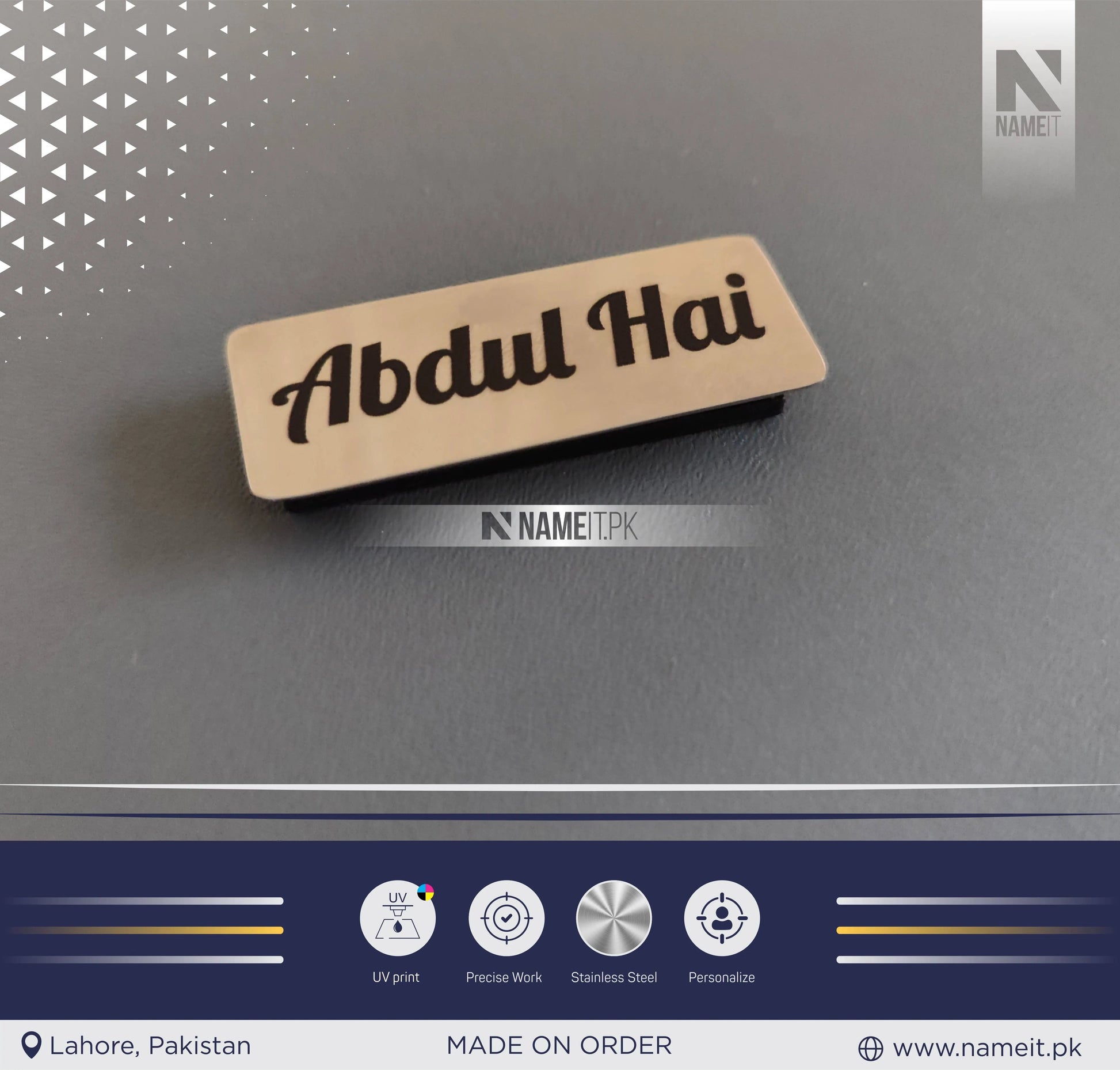 Custom Printed Magnatic Square badge | Personalized Printed Employee Office Name badges | Name Metal Badges | Student Name badges | Nurse Name badges With Magnet NAMEIT PAKISTAN
