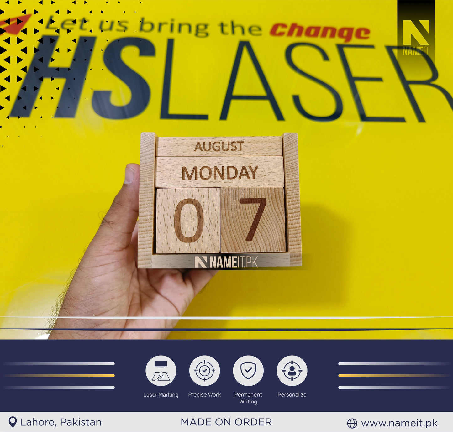 Wooden Calendar, Permanent Calendar, Perpetual Calendar Desk With Your Logo, Wood Blocks Perpetual Calendar, Christmas Gift, Calendar Wood Stand