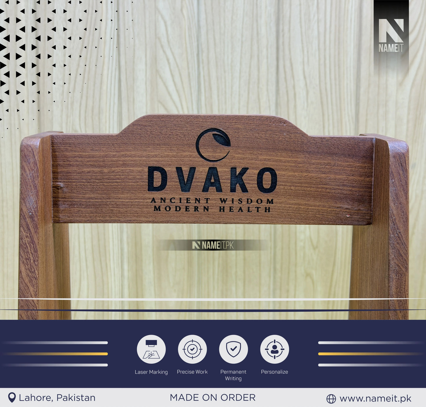 Premium Mahogany Wooden Display Stand with Custom Laser Engraving