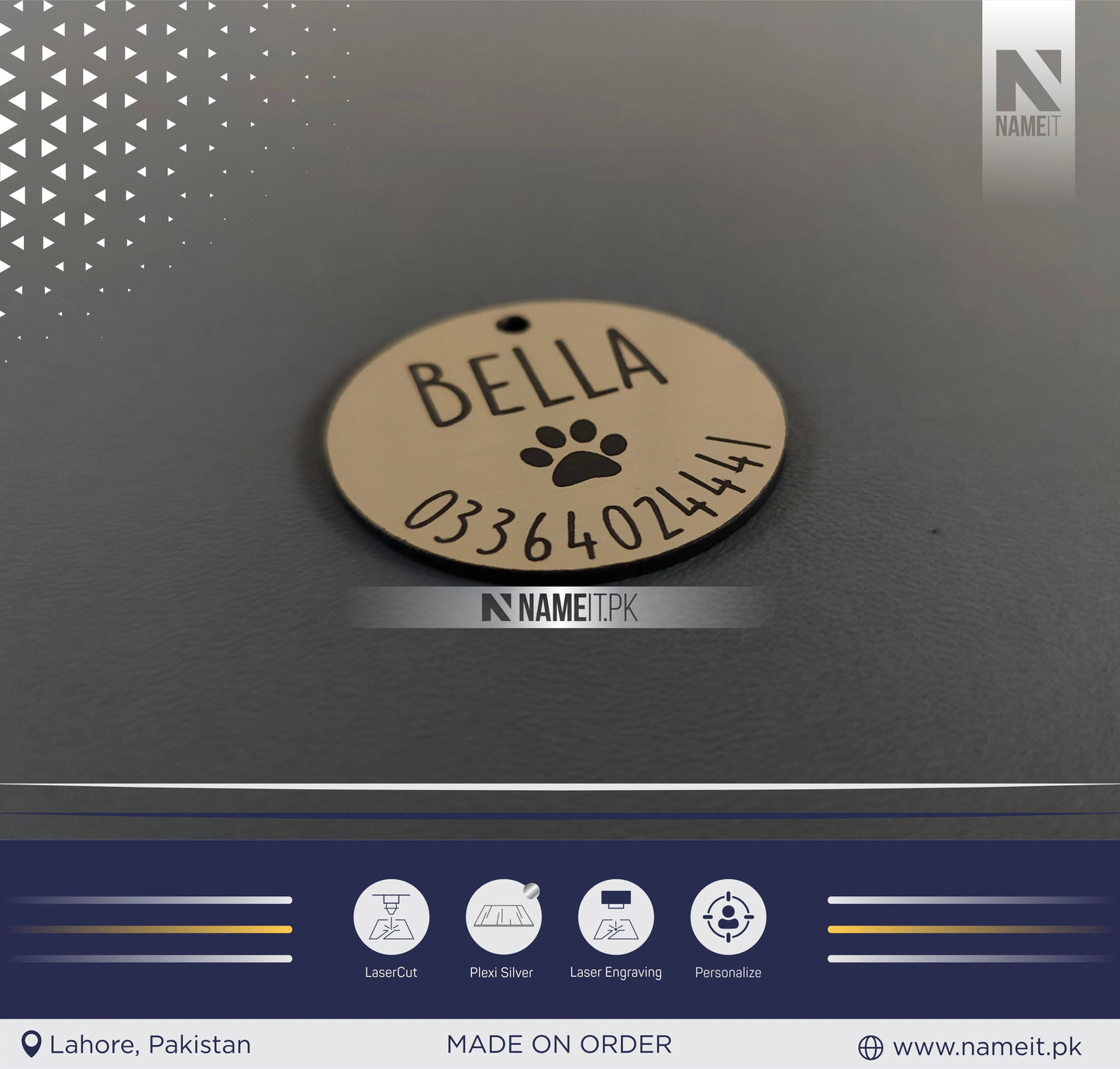 Pets Tag Personalized,Round Shape Tag, Pet Tags for Collars, Engraved Tag, Name Tag, Customized Pet Tag, Kitty Tag NAMEIT PAKISTAN