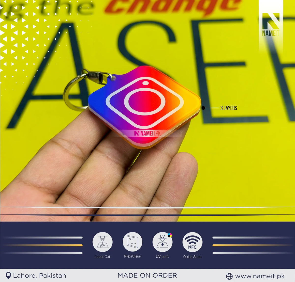 Custom NFC Social Media Keychain | Instagram TikTok Facebook YouTube Spotify Linktree NFC Tag | Personalized NFC Keyring