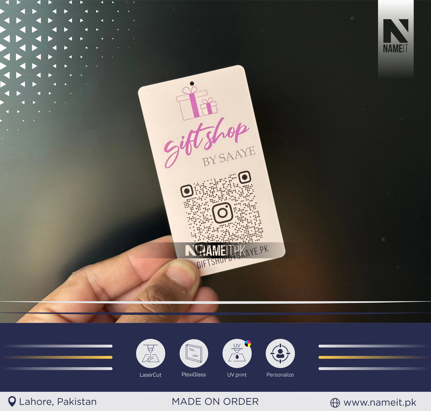 Custom Acrylic Business Card with QR Code and Social Icons Personalized Modern Design