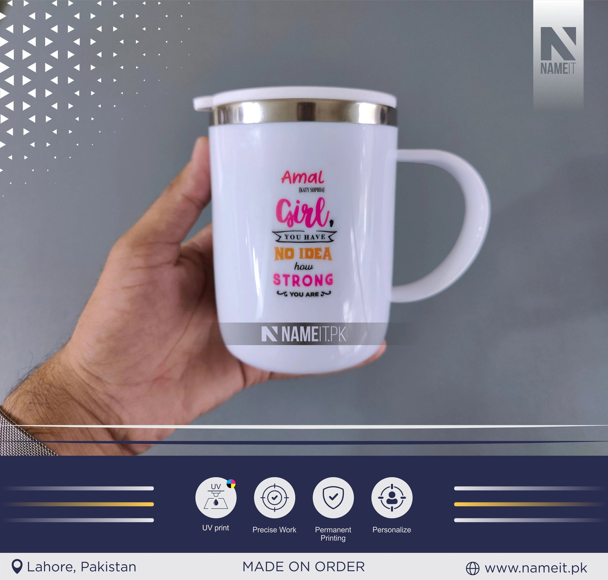 Custom Stainless Steel Cup With Lid, Office Water Cup, Tea Cup, Coffee Cup, Milk Cup, Heat Insulation, Anti-scalding, Men And Women High Quality Office Worker Beauty Tool, Commercial Office Cup NAMEIT PAKISTAN