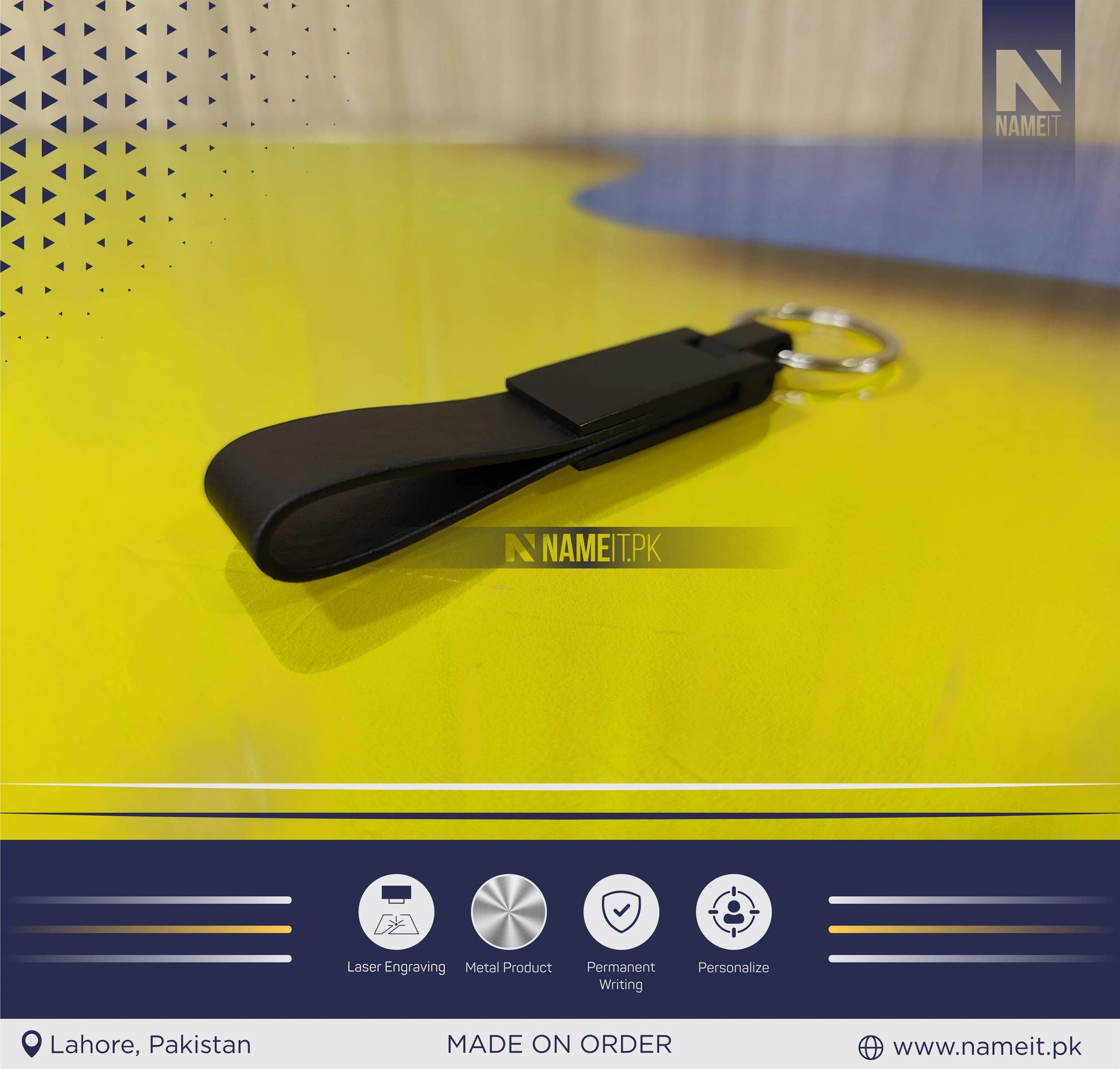 Personalized Premium Leather & Metal Keychain, Business Logo, Name, Custom Marketing Business Merchandise, NAMEIT PAKISTAN