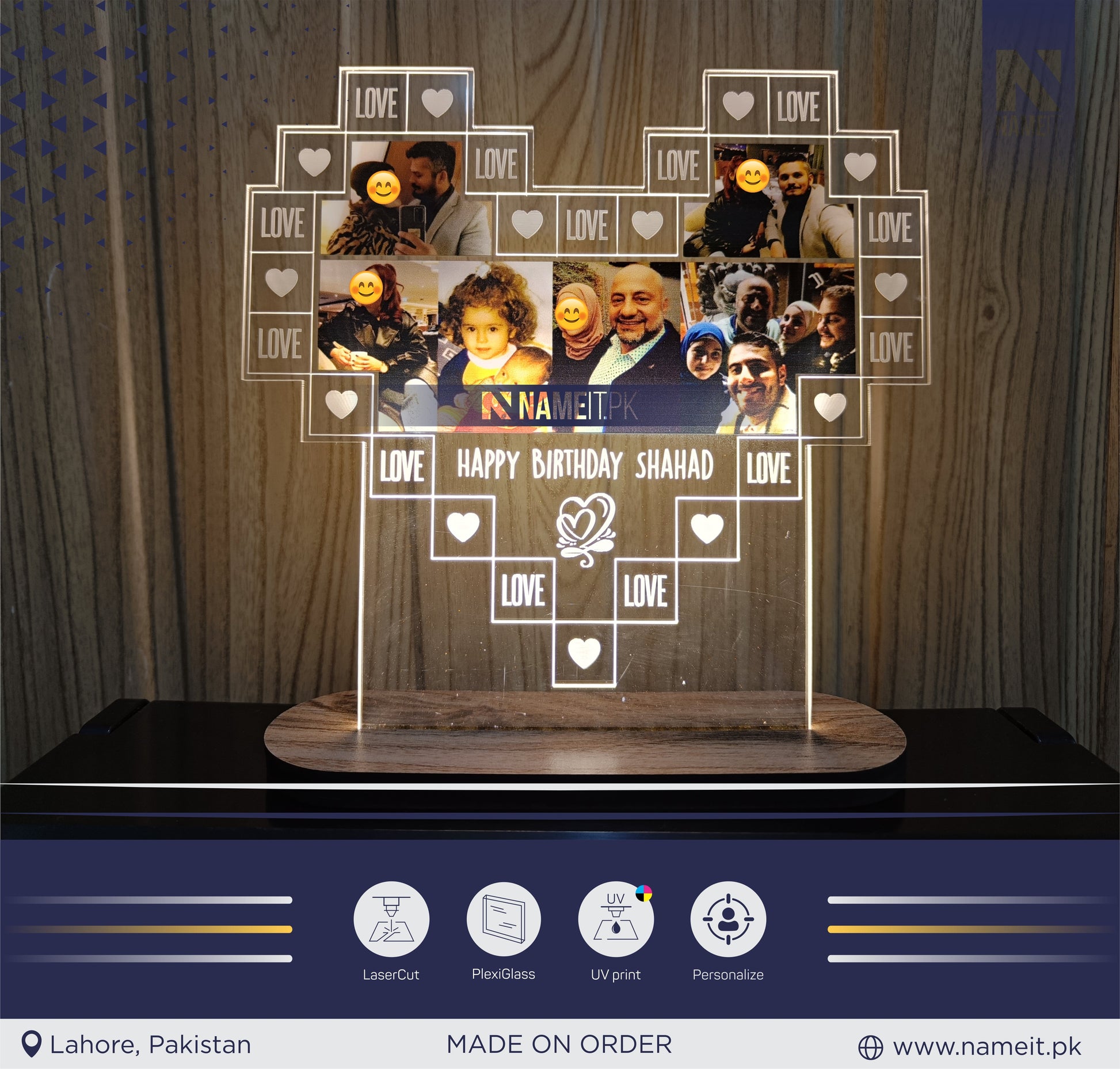 Personalized Photo Family Tree Night Light, Custom Photo Couple & Family LED Light, Photo Lamp Gift NAMEIT PAKISTAN
