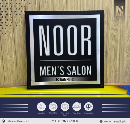 Name Sing,Hair Salon Personalized Name Board | Customized Shop Display Plate for Salon, Spa, Clinic, Office | Indoor Outdoor Acrylic Sign Board