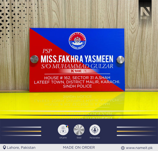 Name Plate Stainless Steel, Digital Printed Name Plate, indoor & outdoor, Office name Plate, House Name Plate