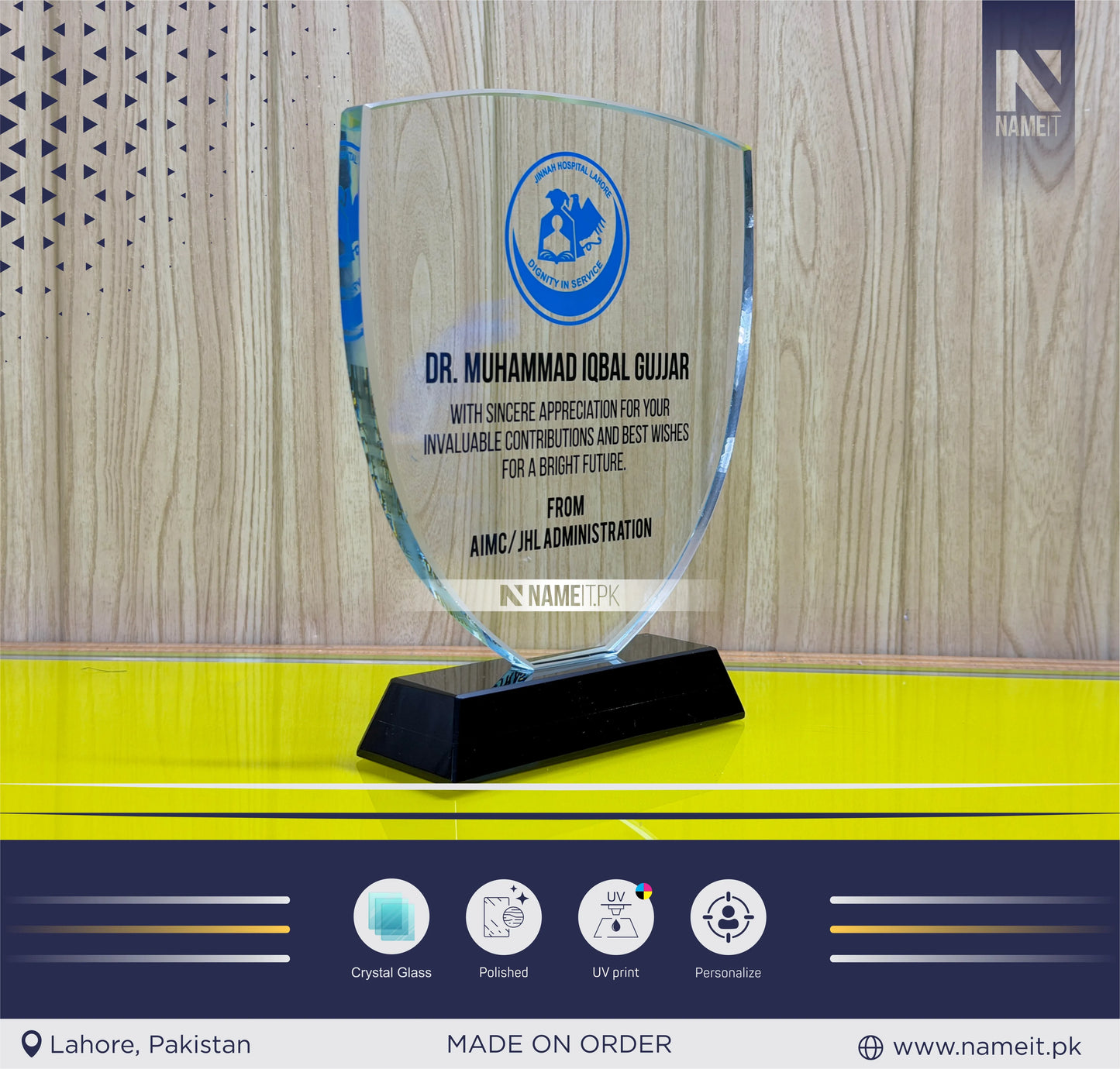 Shield, UV Printed Award Shield, Trophy Shield, Glass award Shield, Recognition Shield