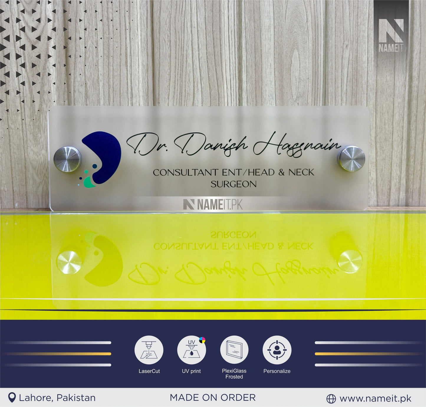 Personalized UV Frosted Business Logo Sign, Small Business Sign, Acrylic Salon Name Logo, Printed Frosted Sign, Attracting Office Door Sign