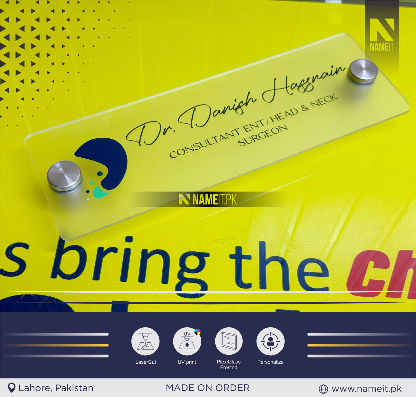 Personalized UV Frosted Business Logo Sign, Small Business Sign, Acrylic Salon Name Logo, Printed Frosted Sign, Attracting Office Door Sign