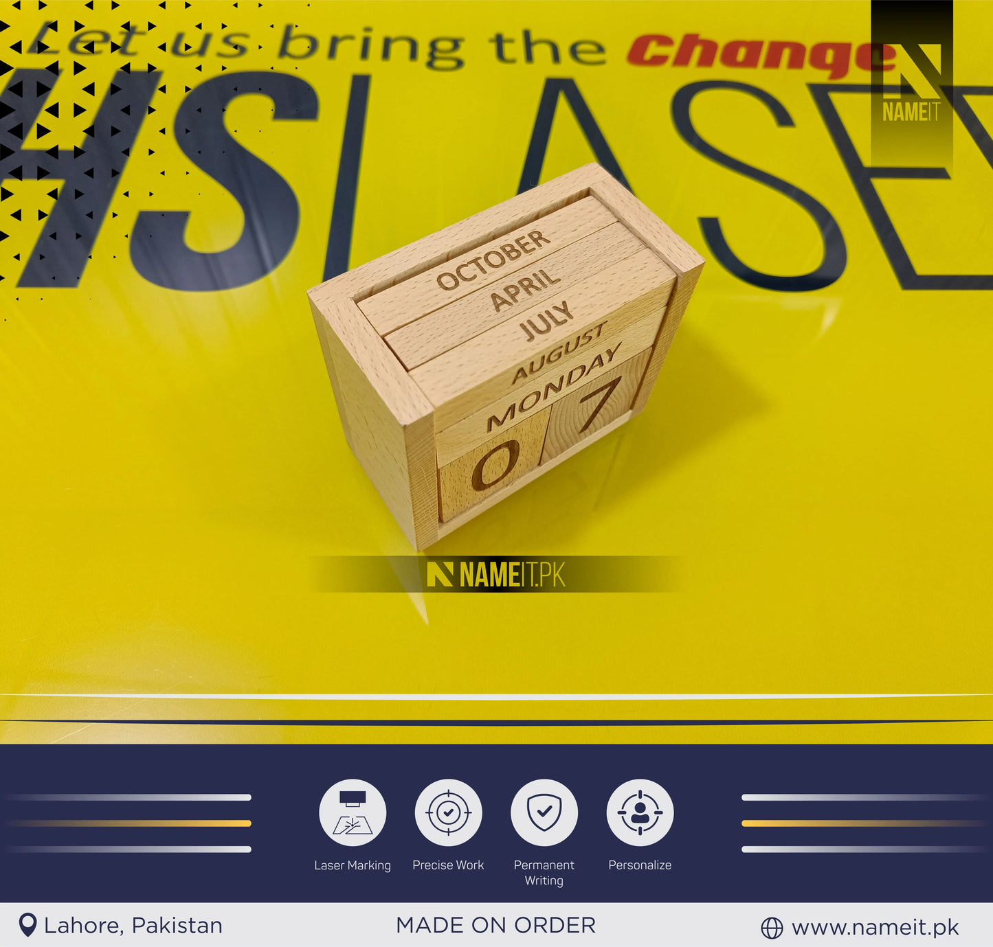 Wooden Calendar, Permanent Calendar, Perpetual Calendar Desk With Your Logo, Wood Blocks Perpetual Calendar, Christmas Gift, Calendar Wood Stand