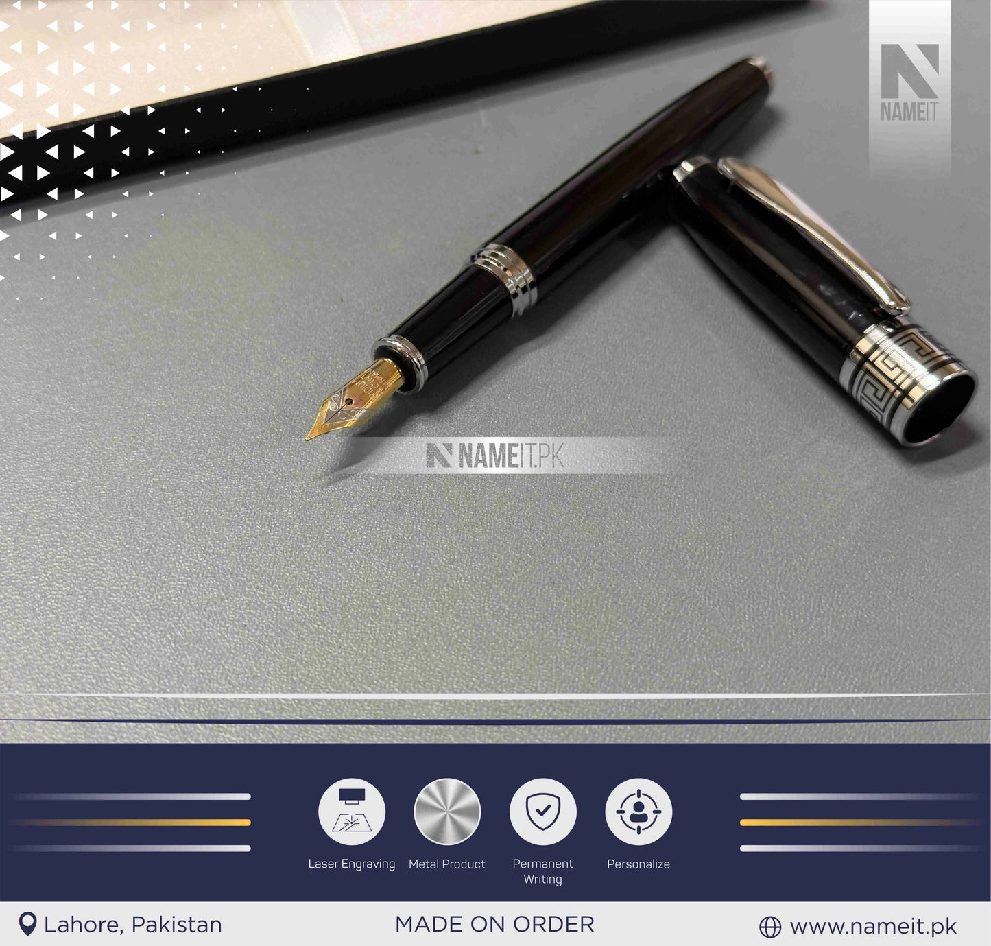 Pen, Fountain ink Pen with Name Engraved - Gifting on Any Special Occasion - Black Clip Teachers Day Gift