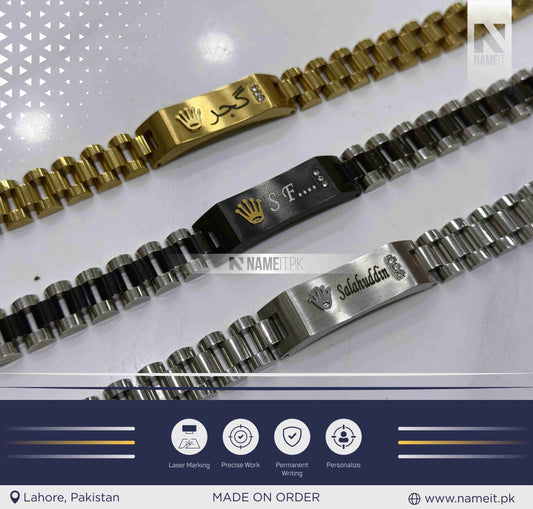 Rolex Bracelet, Personalized Stainless Steel Engraved Bracelet, Custom Men Bracelet, Customize Engraved Bracelet, Men's Bracelet. Custom Bracelet Gifts