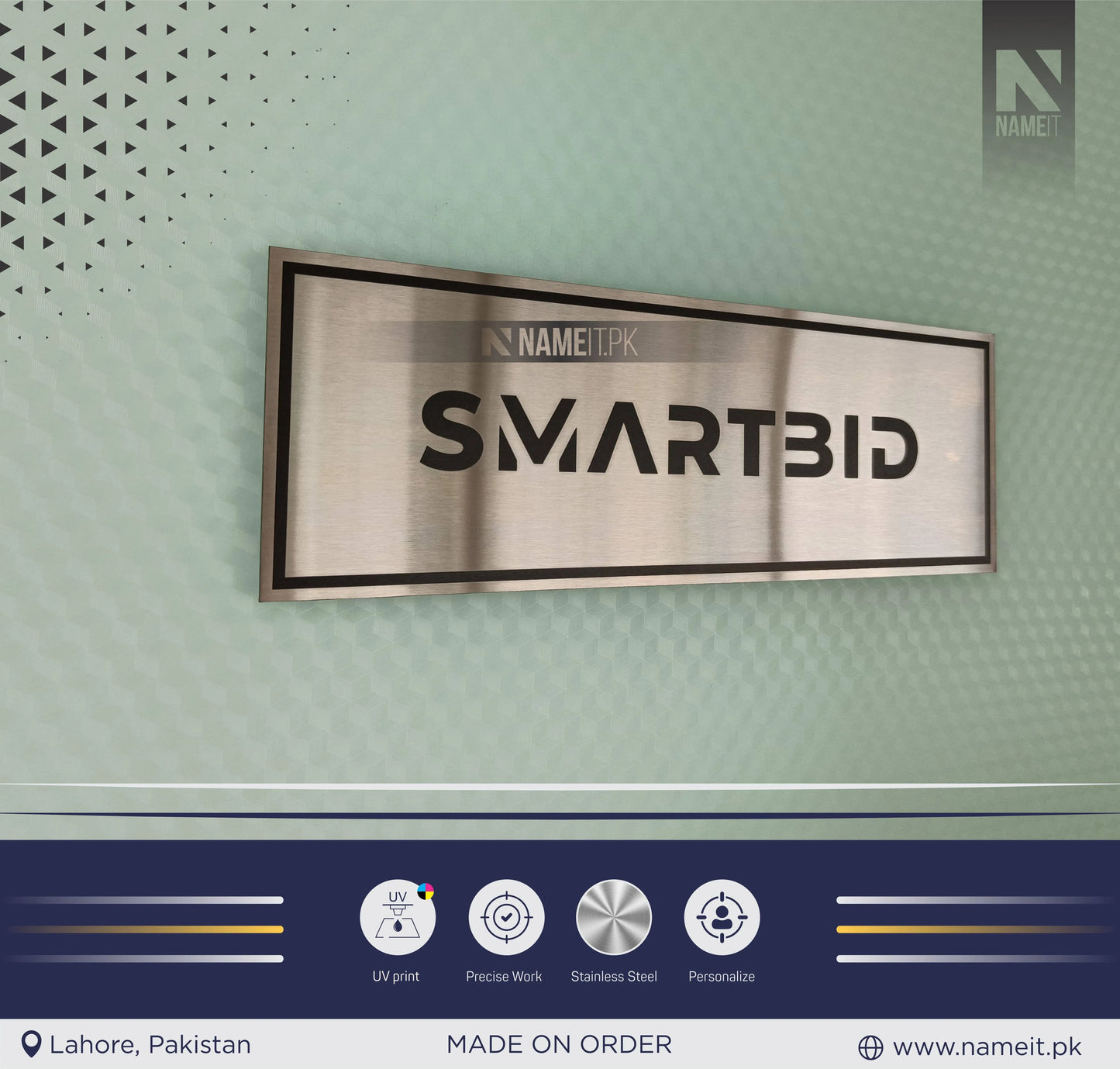 Personalised Steel Door Plate, Custom Printed, Wall Plate, Office Sign NAMEIT PAKISTAN