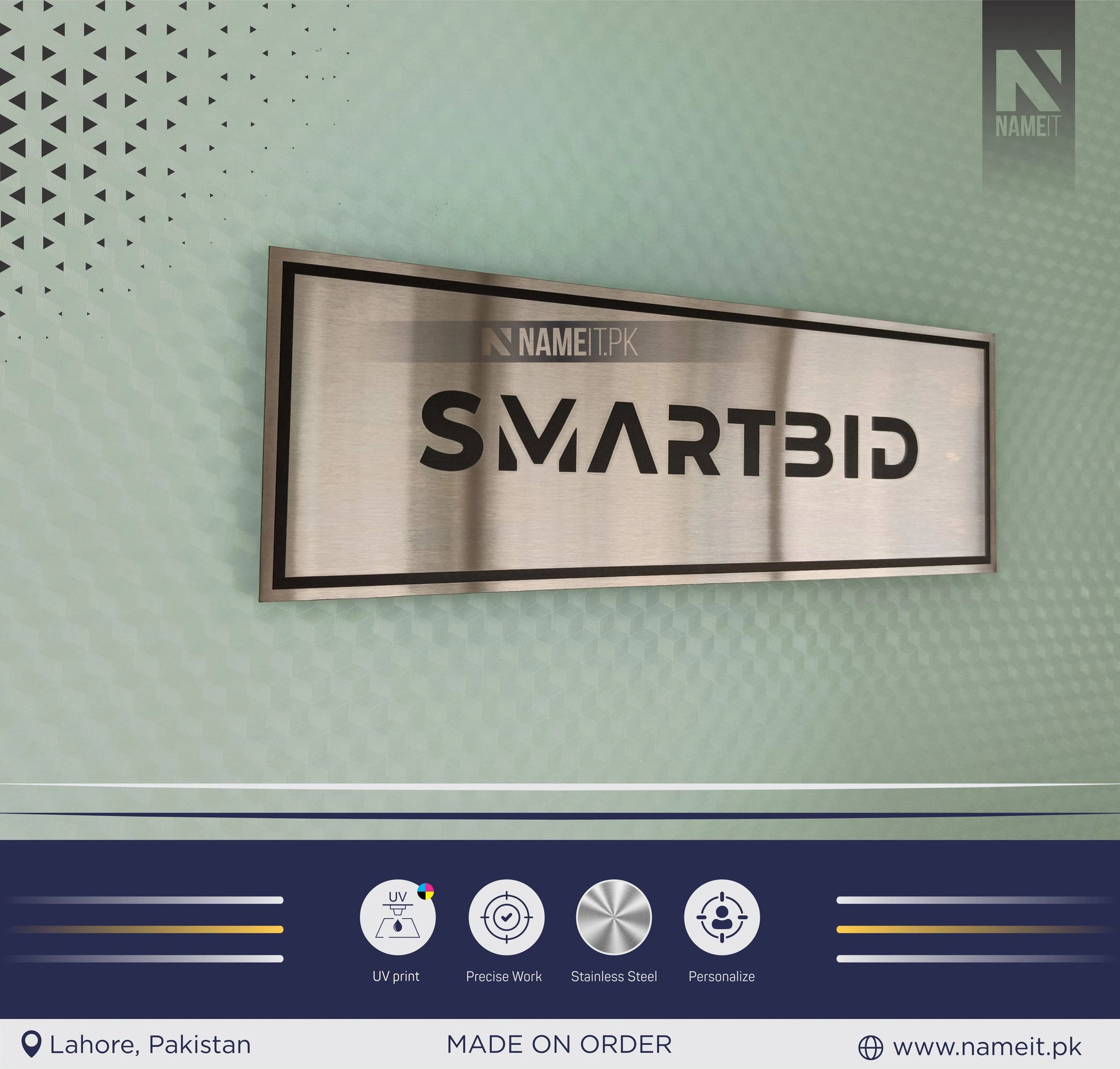 Personalised Steel Door Plate, Custom Printed, Wall Plate, Office Sign NAMEIT PAKISTAN