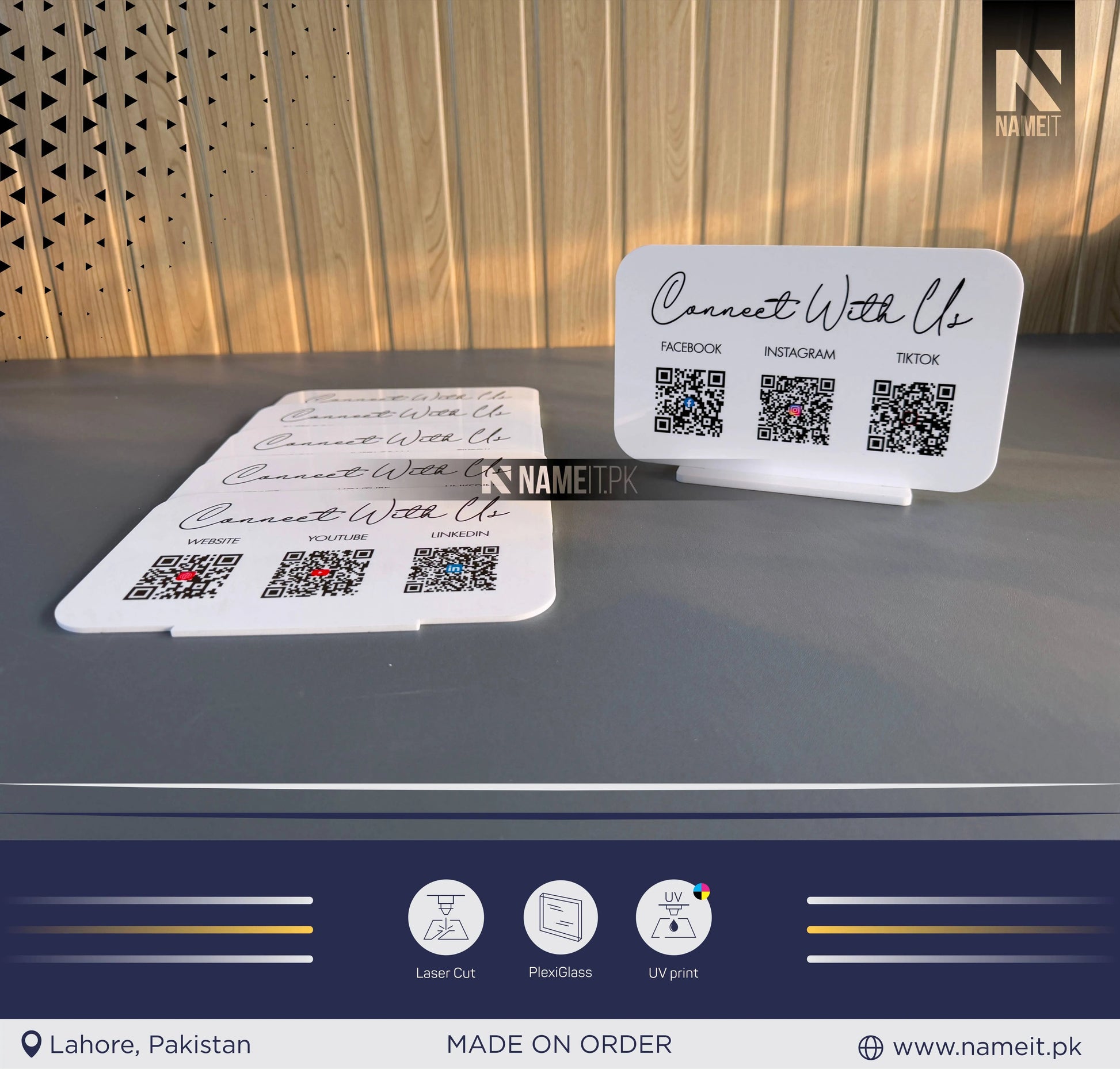 Multi QR code Business Social Media Sign | Payment Sign | Custom Logo Sign | Payment Method and Social Media Sign NAMEIT PAKISTAN