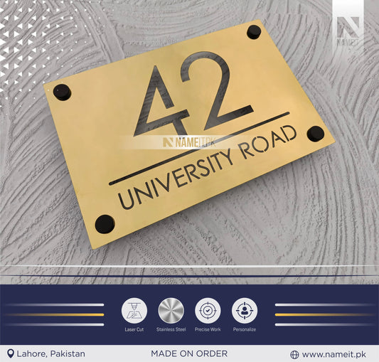 Personalized Laser Cut Name Plate Stainless Steel, indoor & outdoor, Office name Plate, House Name Plate NAMEIT PAKISTAN