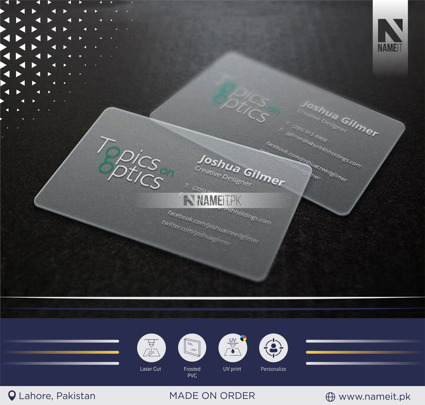 Transparent Business Card, Create an impeccable impression for your business, brand with charming Transparent Business Card NAMEIT PAKISTAN