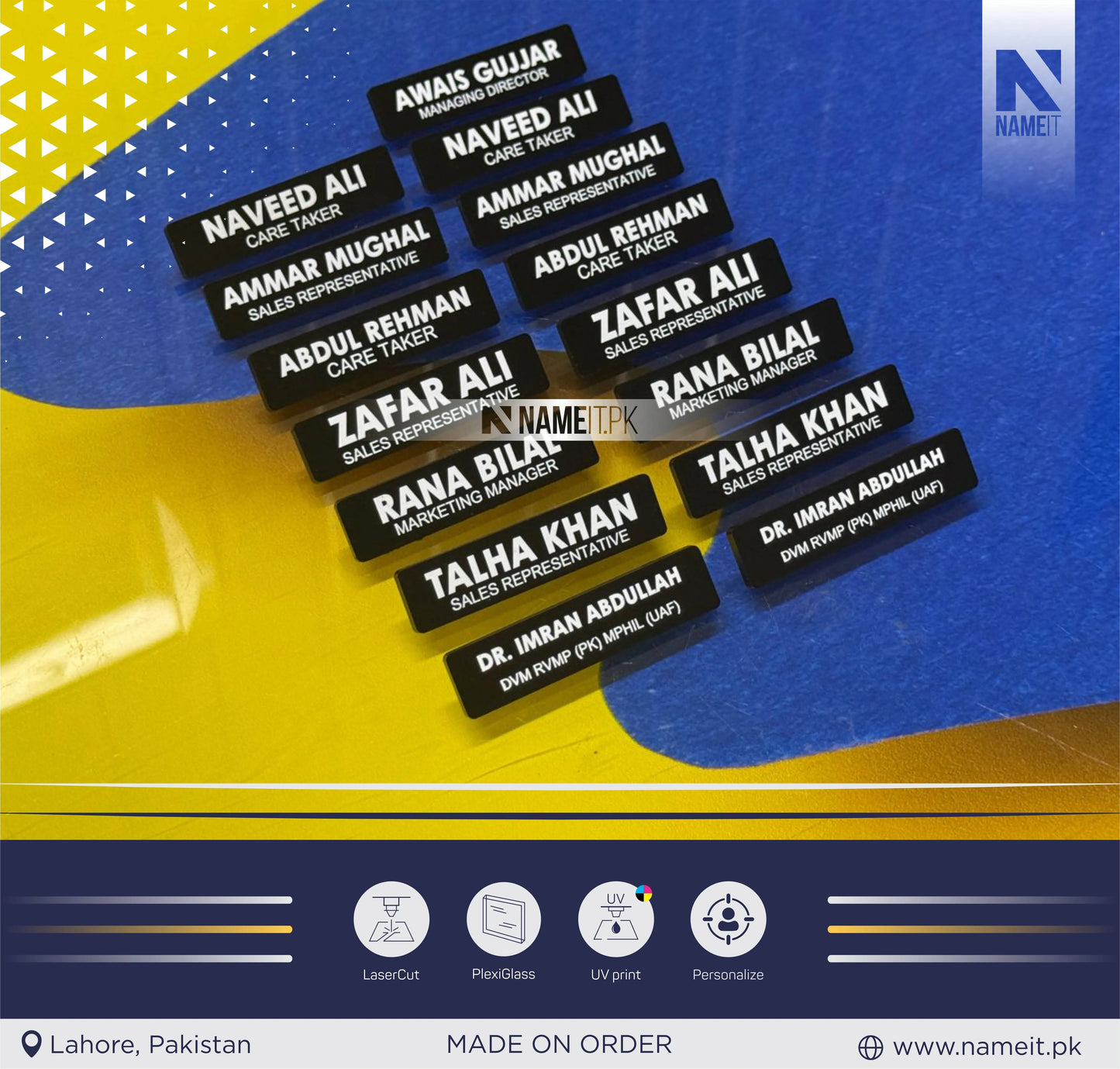 Personalised Printed Name Badge, Staff ID Tag, Design Your Custom Badge, Custom Flat badge for work, Office Name tag Employee Business Tags