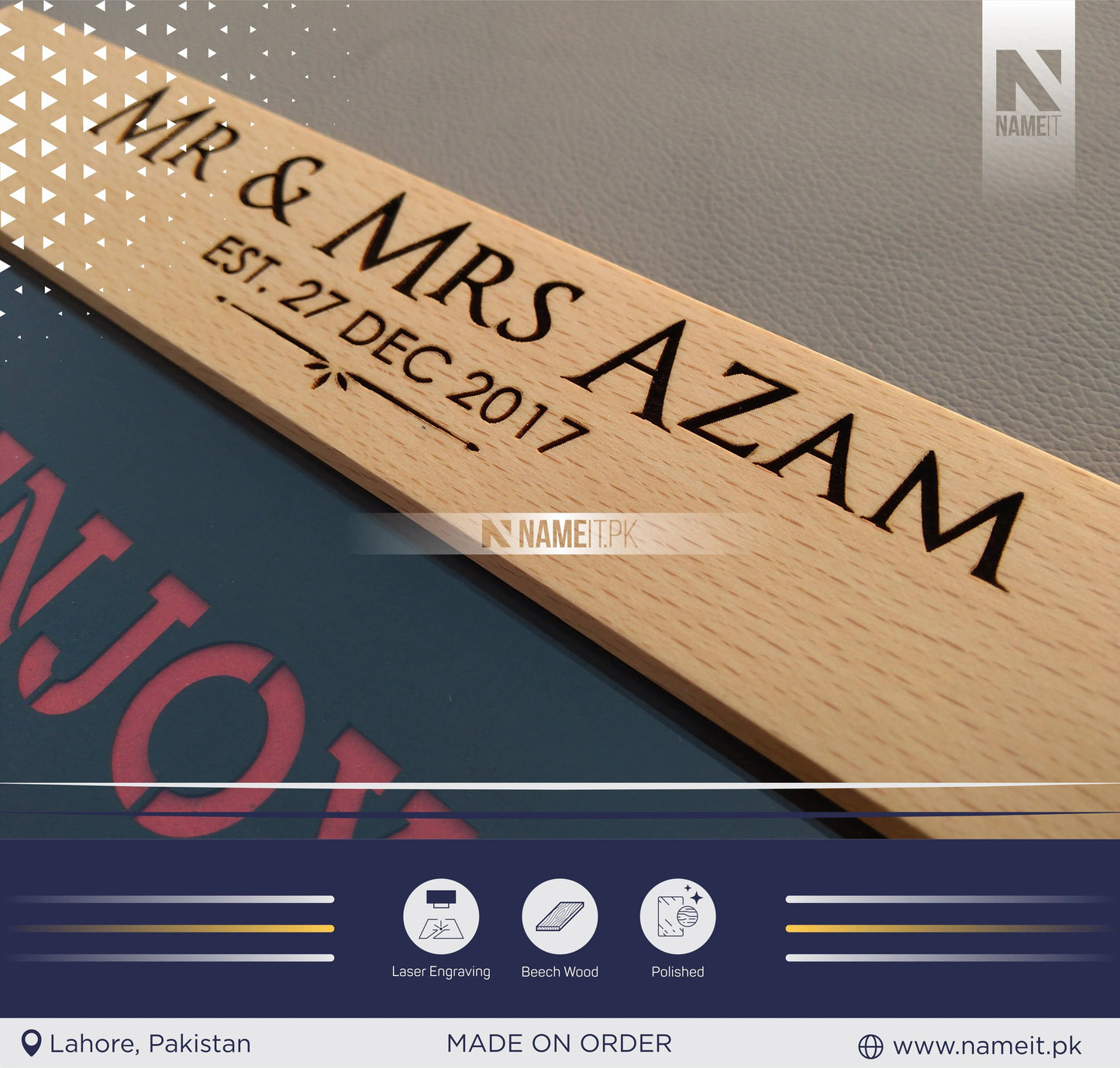 Personalised Pure Wooden Photo Frame, Engraved Text Date Names, Wedding Picture Frame, Couples Housewarming, Anniversary, Valentine’s Day NAMEIT PAKISTAN