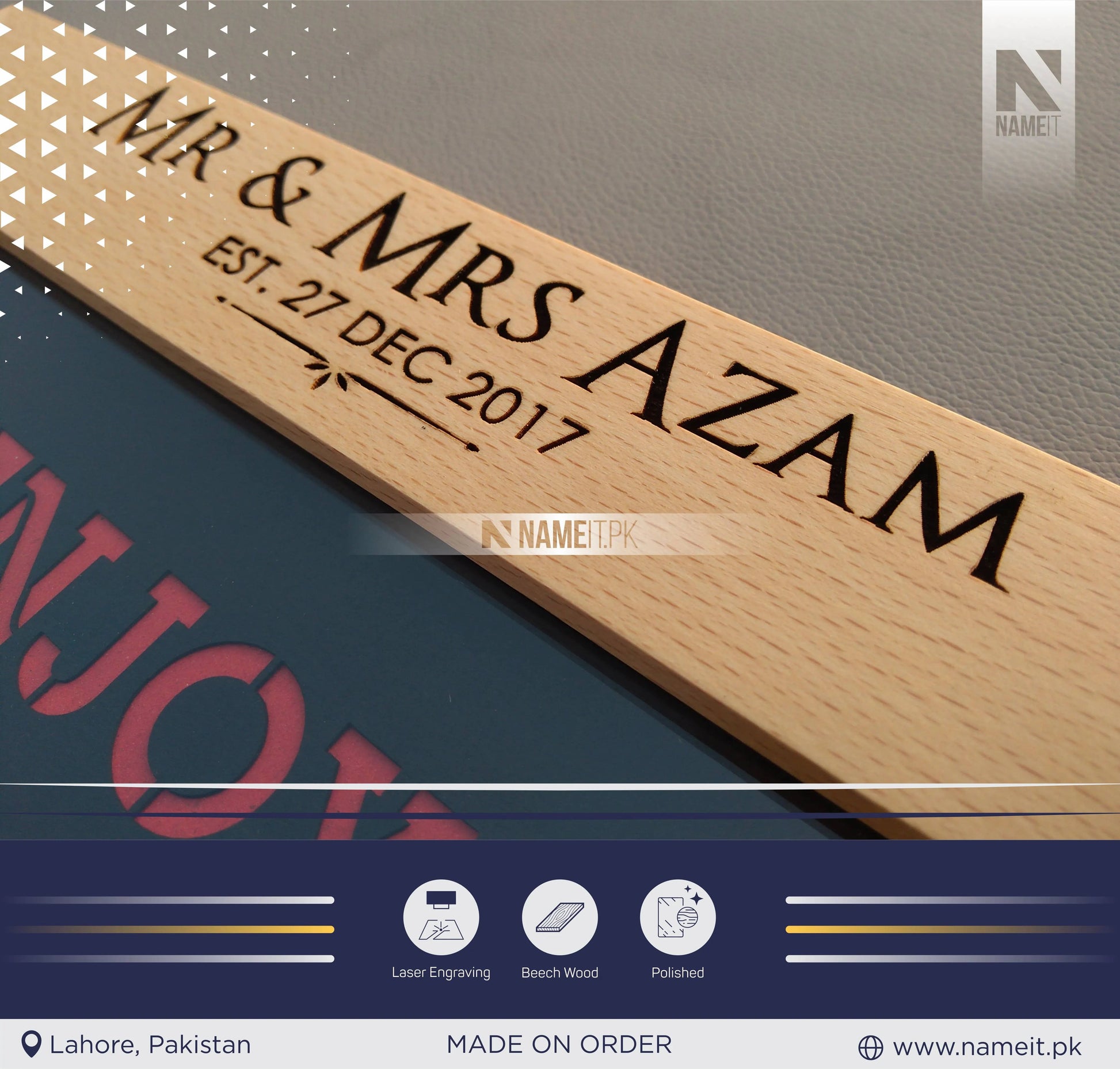 Personalised Pure Wooden Photo Frame, Engraved Text Date Names, Wedding Picture Frame, Couples Housewarming, Anniversary, Valentine’s Day NAMEIT PAKISTAN