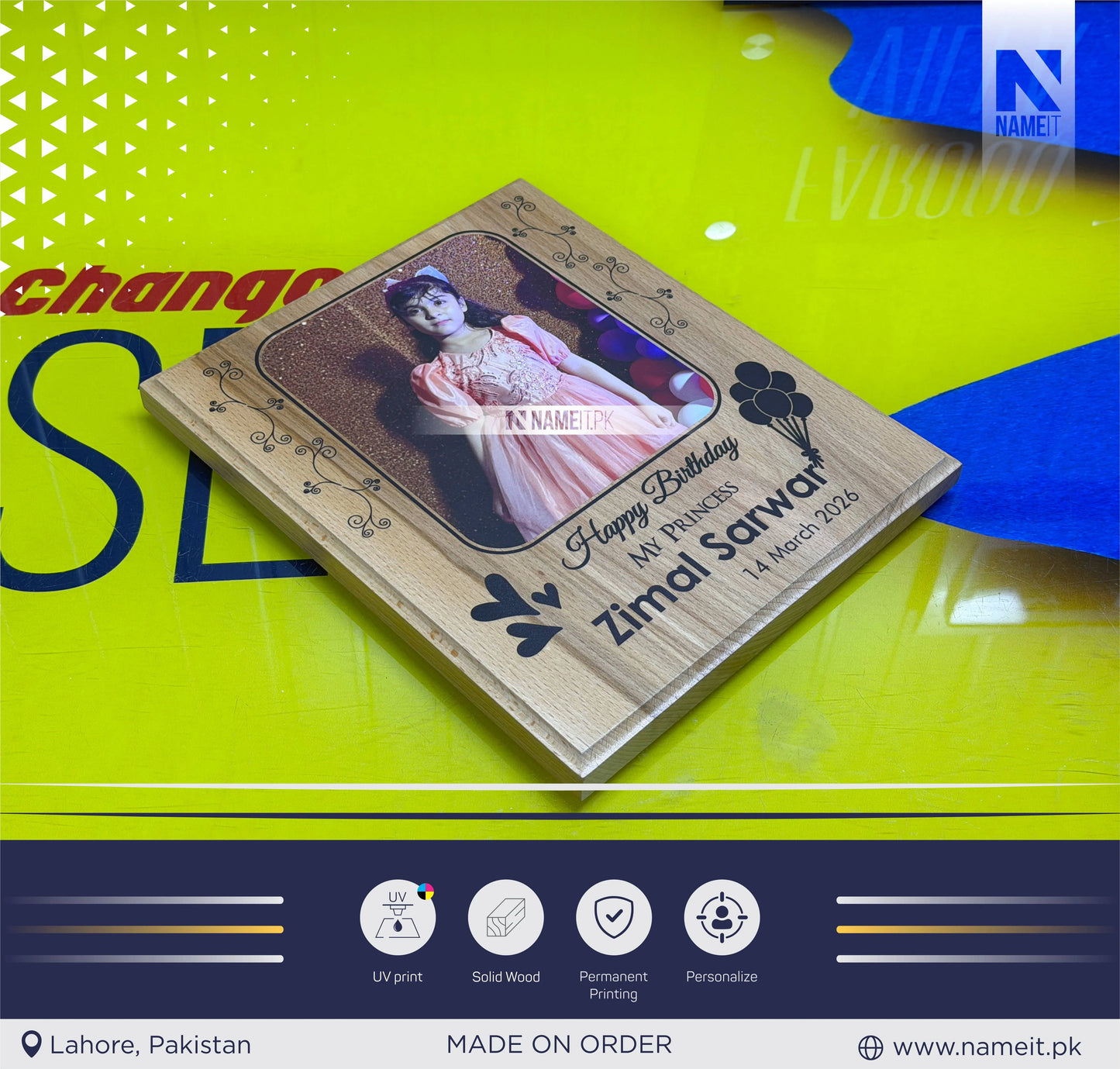 Custom UV Print Wooden Photo Frame, Personalised Wooden Picture Display Frame Stand, Anniversary, Birthday, Grandmother, Mother's Day Gift