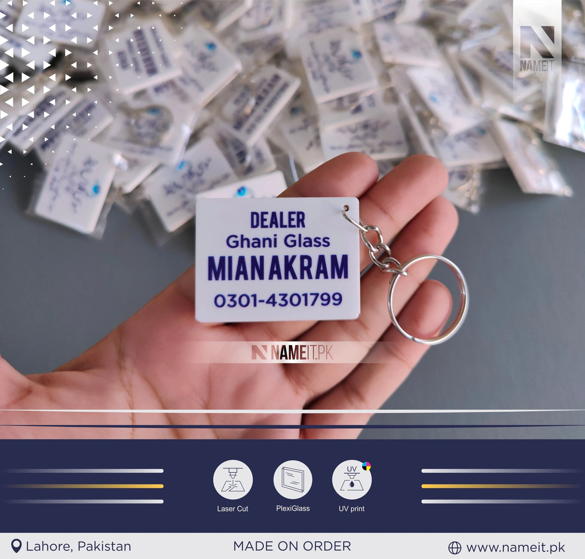 Company logo keyring, business logo keyring, double sided keyring, your logo design, custom design keyring NAMEIT PAKISTAN
