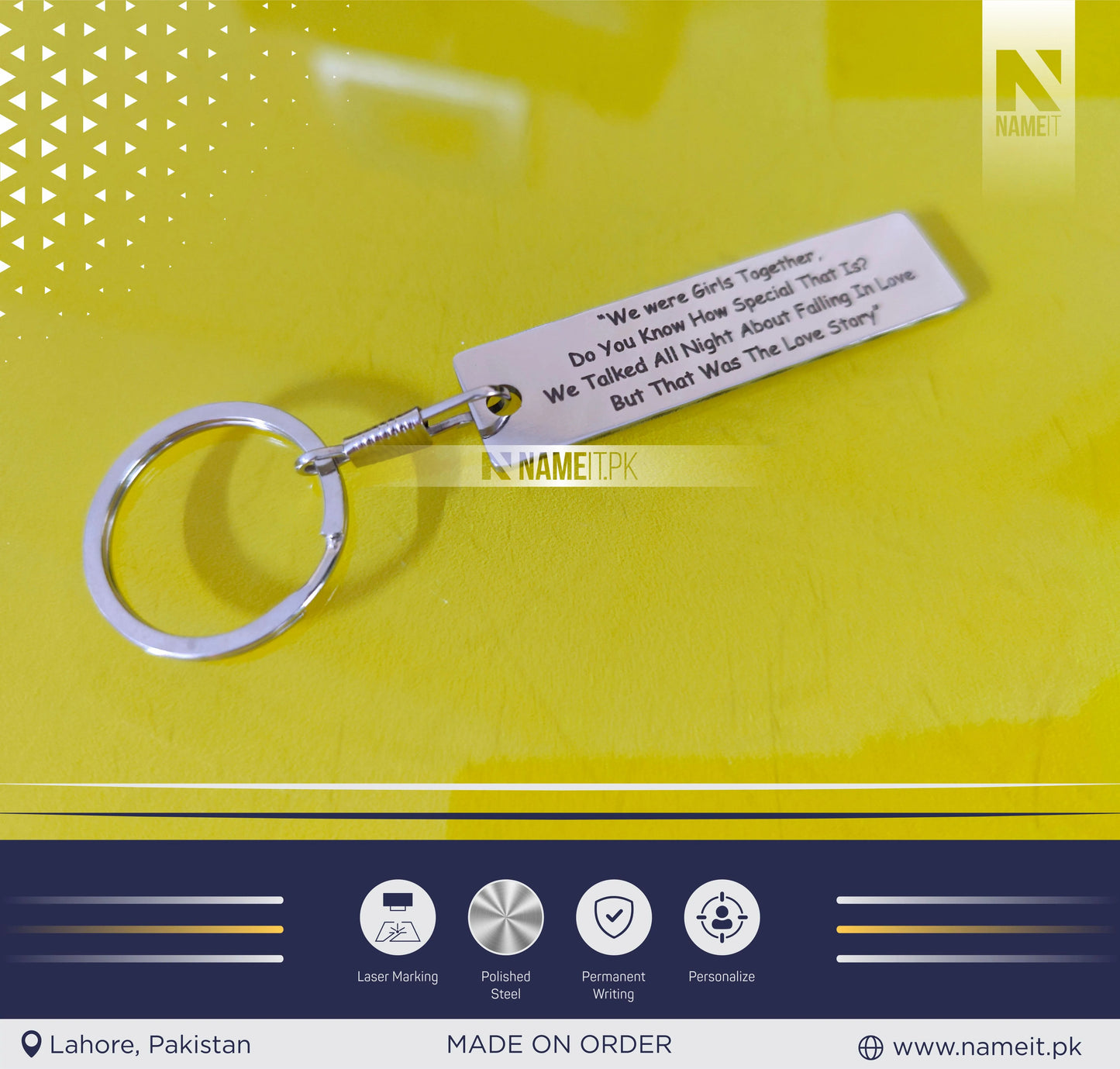 Stainless Steel Keychain, Custom Engraved Key Chain, Personalized Text Keychain, Engraved Keychain, Custom Groomsmen Gift, Gifts for Him NAMEIT PAKISTAN