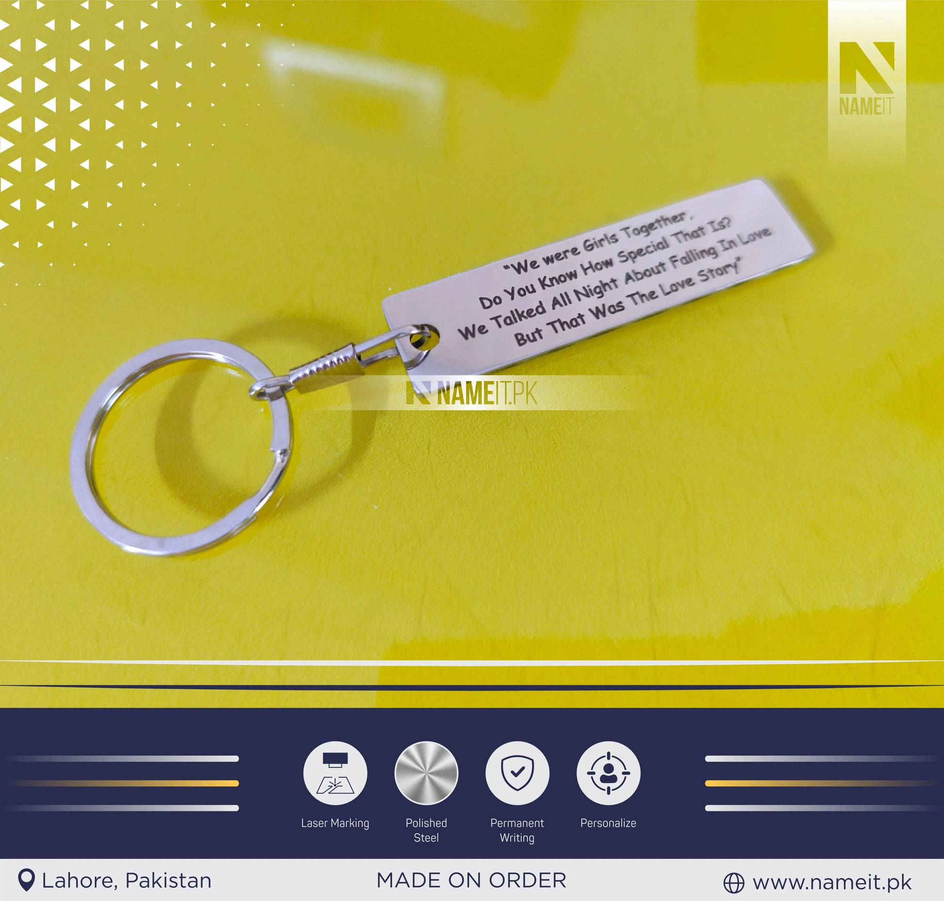 Stainless Steel Keychain, Custom Engraved Key Chain, Personalized Text Keychain, Engraved Keychain, Custom Groomsmen Gift, Gifts for Him NAMEIT PAKISTAN