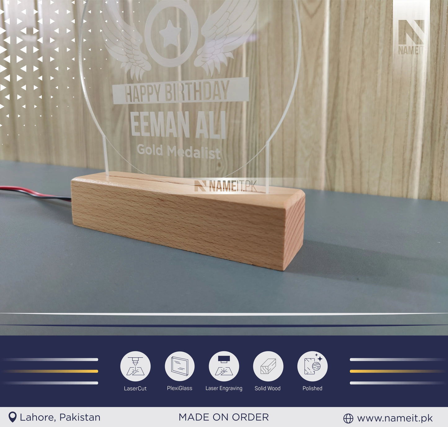 Personalized Lamp Led - Award Led Lamp - Acrylic Night Lamp - Gift for Appreciation NAMEIT PAKISTAN