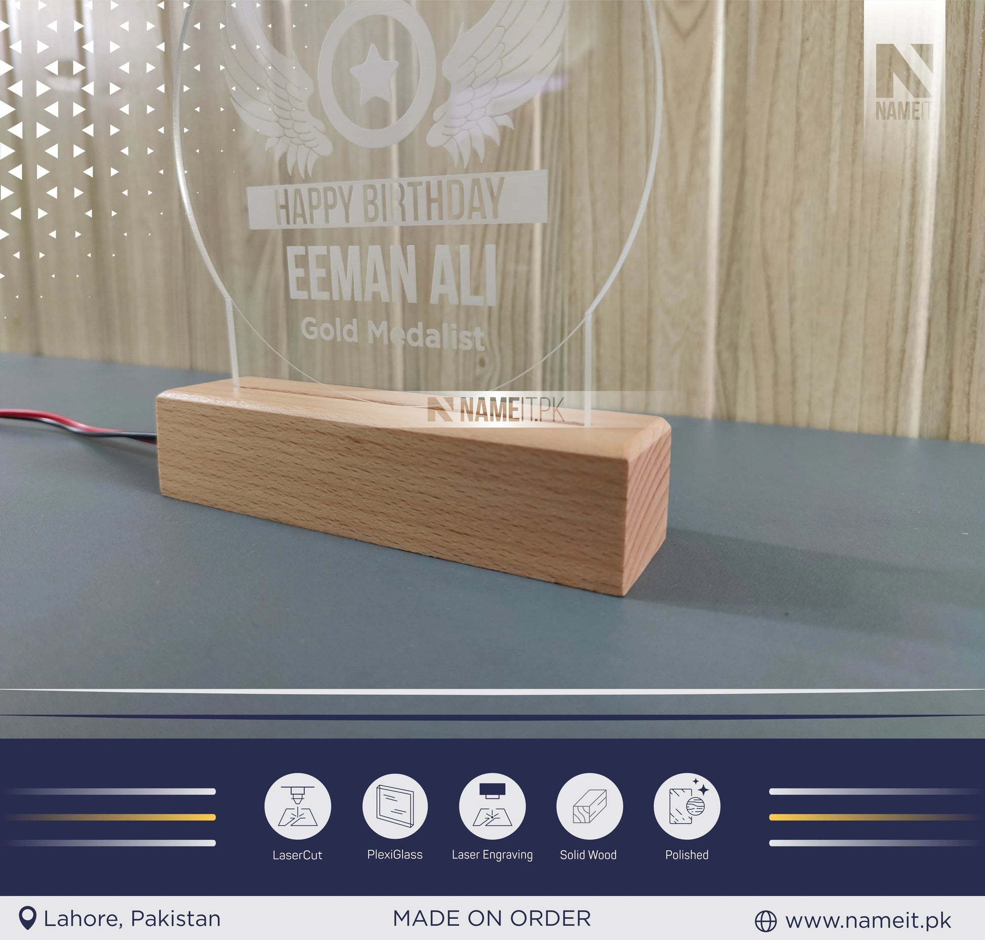 Personalized Lamp Led - Award Led Lamp - Acrylic Night Lamp - Gift for Appreciation NAMEIT PAKISTAN