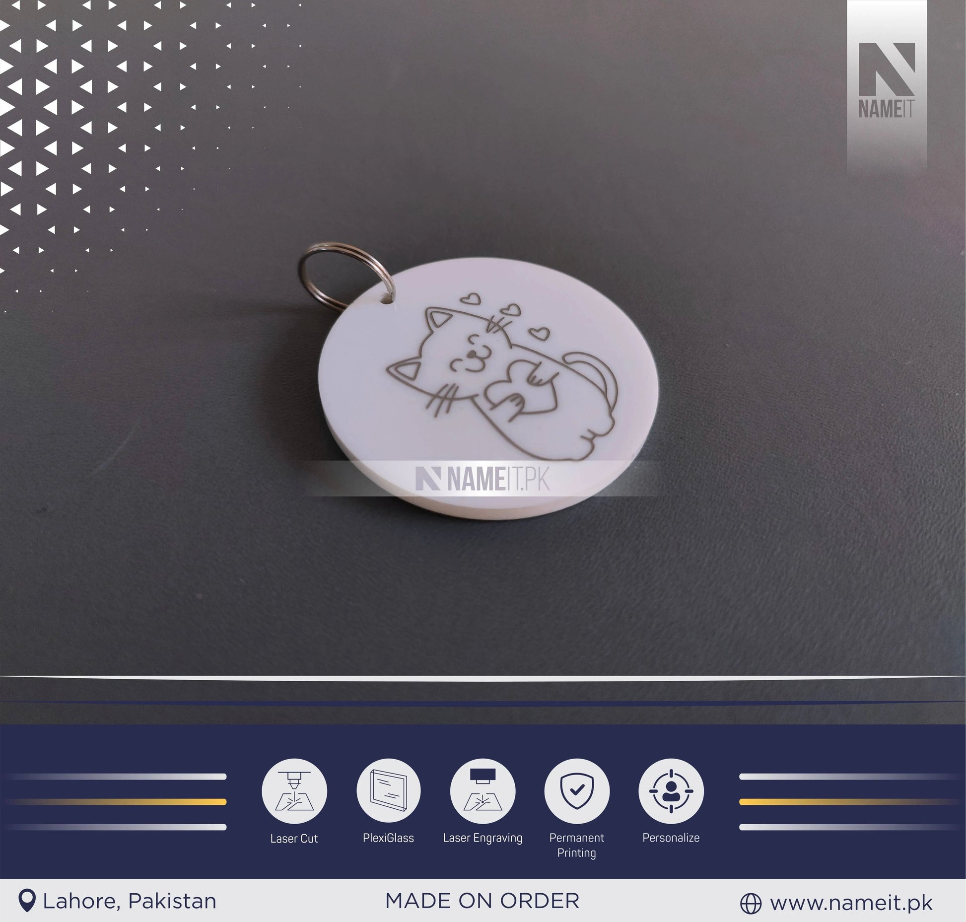 Personalised Acrylic Pet ID Tag, Circle Engraved Pet Tag, Custom Pet Tag - 2 colour choices available NAMEIT PAKISTAN