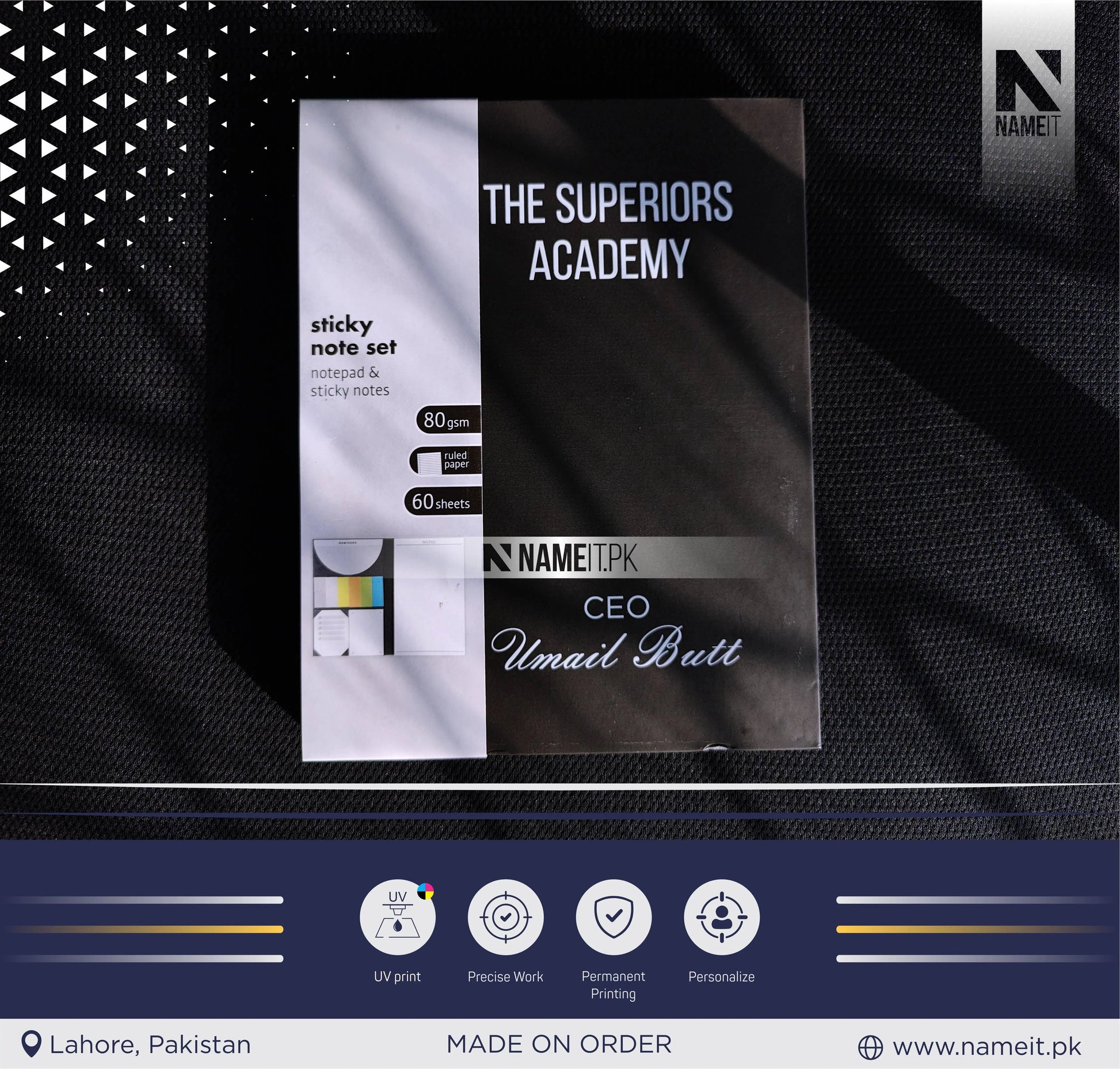 Personalized UV Printed Sticky Notes Journal NAMEIT PAKISTAN