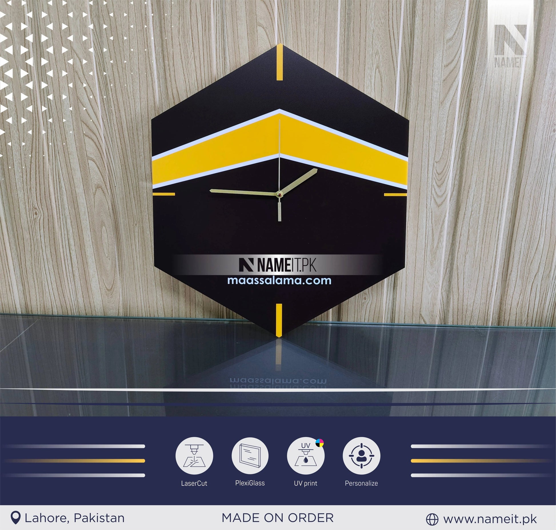 Customised Khana e Kaaba Wall Clock, Islamic WallClock NAMEIT PAKISTAN