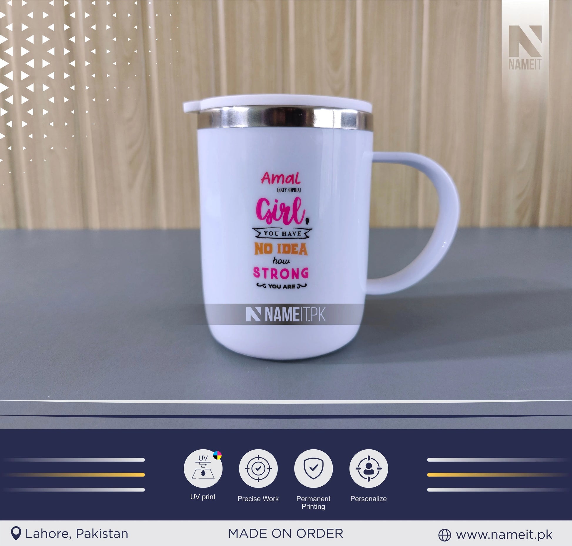 Custom Stainless Steel Cup With Lid, Office Water Cup, Tea Cup, Coffee Cup, Milk Cup, Heat Insulation, Anti-scalding, Men And Women High Quality Office Worker Beauty Tool, Commercial Office Cup NAMEIT PAKISTAN