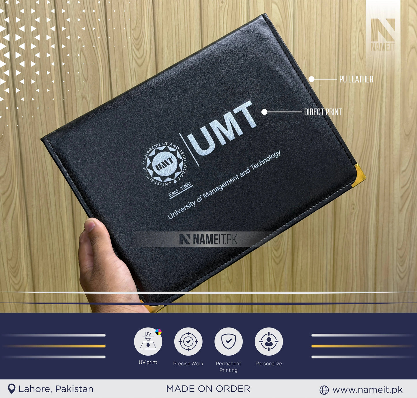 Custom PU Leather Certificate Folder with Logo | Premium A4 Certificate & Diploma Presentation Folder | Personalized Corporate Document Holder