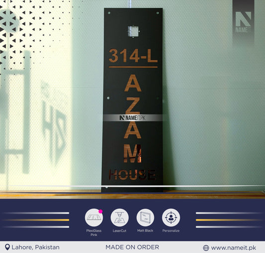 Custom Acrylic House Number Plaque - Weather-Resistant Matt Acrylic & Pink Gloss Acrylic Modern Horizontal/Vertical Wall-Mounted Design, Easy Installation for Apartments, Villas, Hotels, Elegant Home Accessory, Apartment Door Decor, Contemporary Decor