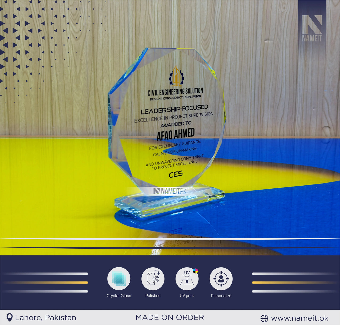 Shield, Corporate Personalized Crystal Award for Retirement Appreciation ,Gift Plaque, Graduation Plaque, Crystal Award, Printed Trophy,Award, Company Gifts