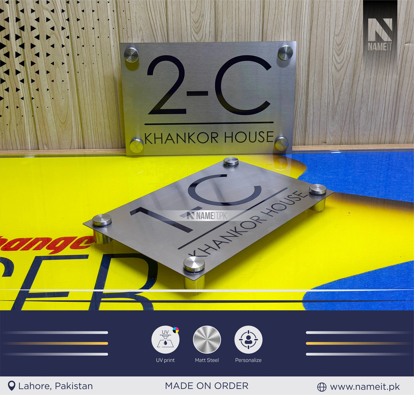 Name Plate, Office Signage, Office Name Plate, House Name plaque, Steel indoor & outdoor, Office & House Name Plate